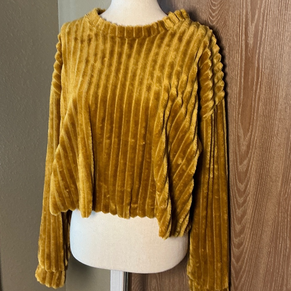 Iris Mustard Velvet Ribbed Sweatshirt